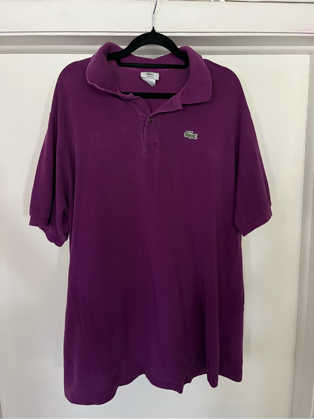 Lacoste Men’s Deep Plum Polo with Green Crocodile Logo